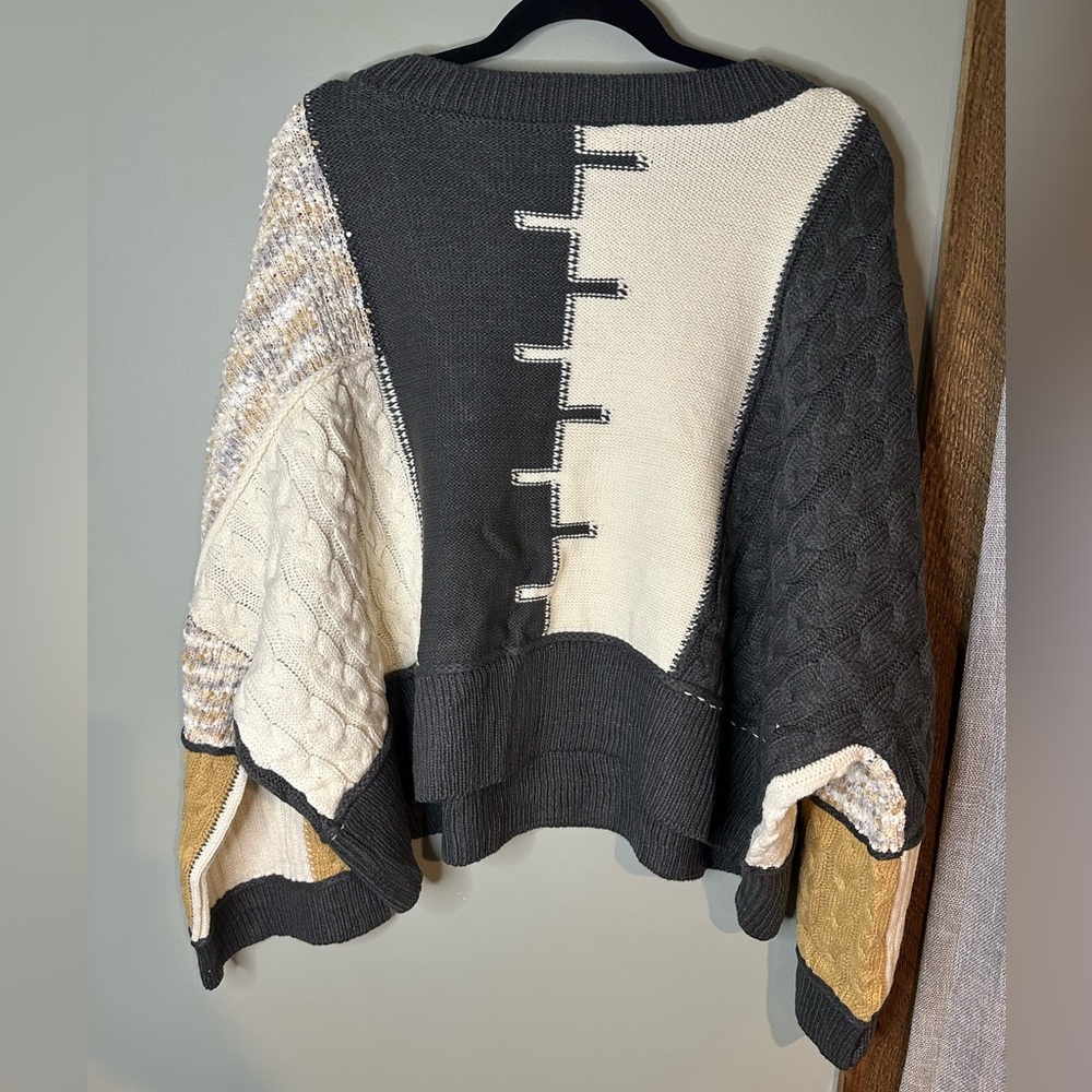 Mello. Multi Pattern Color Block Boat Neck Sweater - Picture 3 of 6